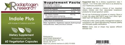 Adaptogen Research Indole Plus source label used in the packaging illustration