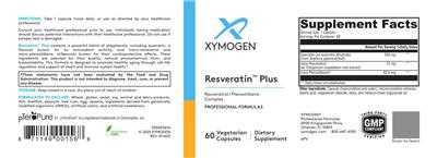 XYMOGEN Resveratin Plus source label used in the packaging illustration