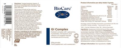 BioCare GI Complex source label used in the packaging illustration