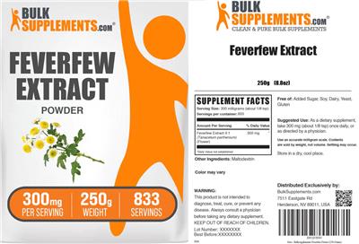 BulkSupplements.com Feverfew Extract product packaging