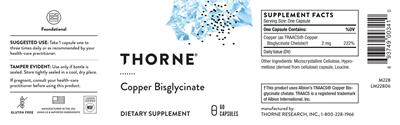 Thorne Copper Bisglycinate source label used in the packaging illustration