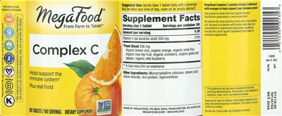 MegaFood Complex C source label used in the packaging illustration