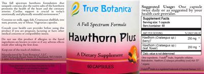 True Botanica Hawthorn Plus source label used in the packaging illustration