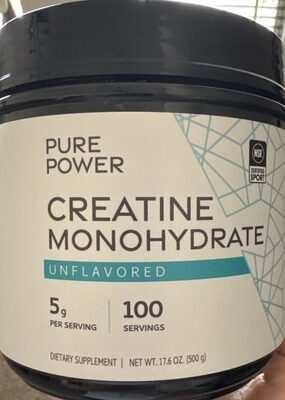 Pure Power Creatine Monohydrate 5 g Unflavored source label used in the packaging illustration