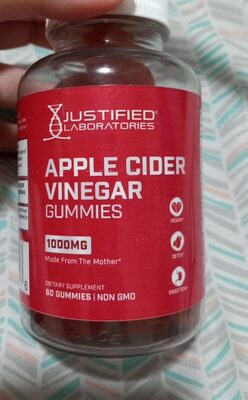 Justified Laboratories Apple Cider Vinegar Gummies 1000 mg source label used in the packaging illustration