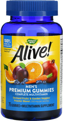 Nature's Way Alive! Men's Premium Gummy Multivitamin source label used in the packaging illustration