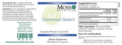 Moss Nutrition Chromium Select product packaging