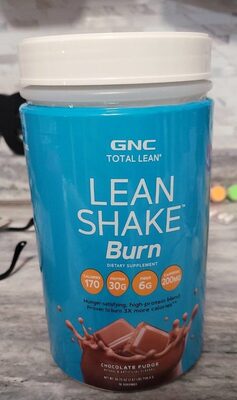 GNC Total Lean Lean Shake Burn Chocolate Fudge source label used in the packaging illustration