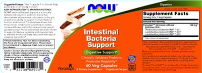 NOW Intestinal Bacteria Support source label used in the packaging illustration