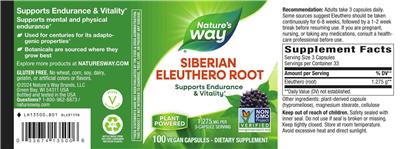 Nature's Way Siberian Eleuthero Root 1275 mg product packaging