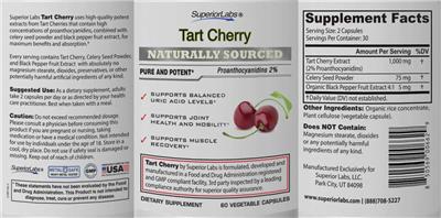 SuperiorLabs Tart Cherry source label used in the packaging illustration