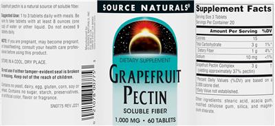 Source Naturals Grapefruit Pectin 1000 mg source label used in the packaging illustration