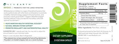 New Earth Bifidus source label used in the packaging illustration