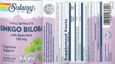 Solaray Ginkgo Biloba With Gotu Kola 120 mg product packaging