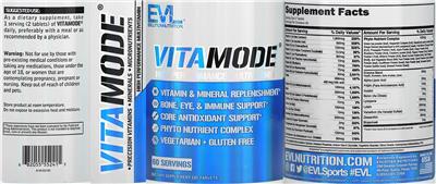 Evlution Nutrition VitaMode source label used in the packaging illustration