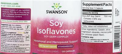 Swanson Soy Isoflavones 750 mg source label used in the packaging illustration