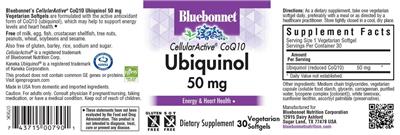 Bluebonnet CellularActive CoQ10 Ubiquinol 50 mg source label used in the packaging illustration