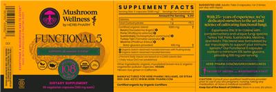 Mushroom Wellness by Herb Pharm Functional 5 source label used in the packaging illustration