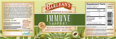 Barlean's Immune Support source label used in the packaging illustration