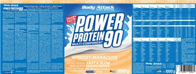Body Attack Sports Nutrition Power Protein 90 Apricot-Maracuya Flavour product packaging