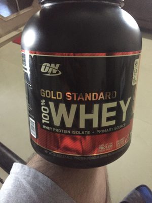 ON Optimum Nutrition Gold Standard 100% Whey Strawberry Banana source label used in the packaging illustration