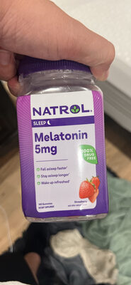 Natrol Melatonin 5 mg Strawberry source label used in the packaging illustration