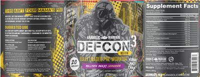 Anabolic Warfare DEFCON3 Mid-Stim Ballistic Berry Lemonade source label used in the packaging illustration