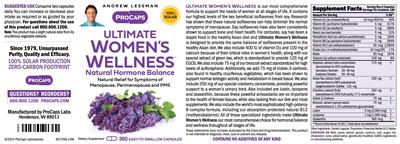 ProCaps Ultimate Women's Wellness source label used in the packaging illustration