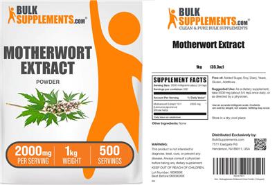 BulkSupplements.com Motherwort Extract Powder 2000 mg product packaging