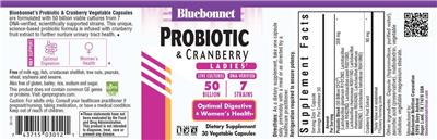Bluebonnet Ladies' Probiotic & Cranberry source label used in the packaging illustration