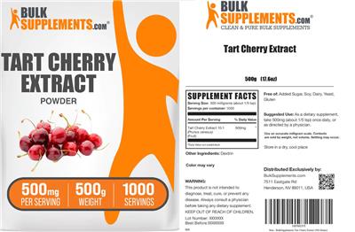 BulkSupplements.com Tart Cherry Extract Powder 500 mg product packaging
