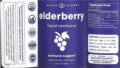 NutraChamps Elderberry Liquid Sambucus source label used in the packaging illustration