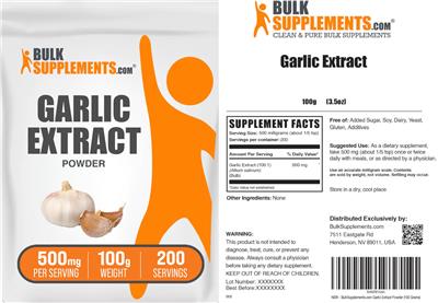 BulkSupplements.com Garlic Extract Powder 500 mg product packaging