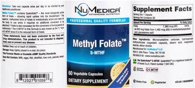 NuMedica Methyl Folate source label used in the packaging illustration
