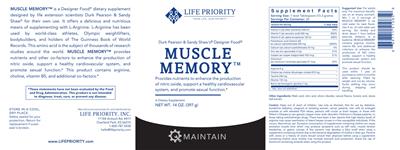 Life Priority Muscle Memory source label used in the packaging illustration