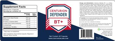 Centurion Centurion Defender BT+ source label used in the packaging illustration