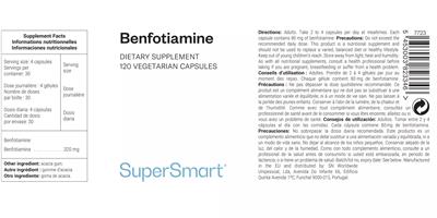 SuperSmart Benfotiamine source label used in the packaging illustration