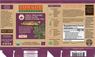 Sun God Medicinals 100% Organic Hercules Muscle Ease Tea product packaging