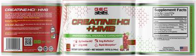 GEC Genetic Edge Compounds Creatine HCl + HMB Cherry Limeade source label used in the packaging illustration