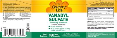 Country Life Vanadyl Sulfate product packaging