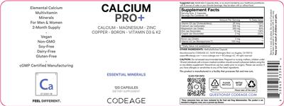Codeage Calcium Pro+ source label used in the packaging illustration