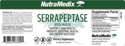 NutraMedix Serrapeptase source label used in the packaging illustration
