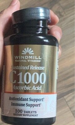 Windmill Sustained Release C1000 Ascorbic Acid source label used in the packaging illustration