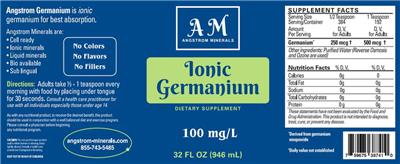 AM Angstrom Minerals Ionic Germanium source label used in the packaging illustration