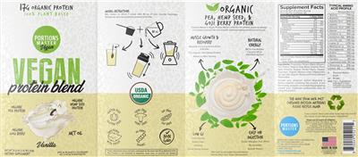 Portions Master Vegan Vegan Protein Blend Vanilla source label used in the packaging illustration