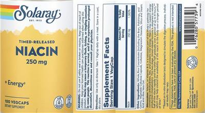 Solaray Niacin 250 mg Timed-Released product packaging