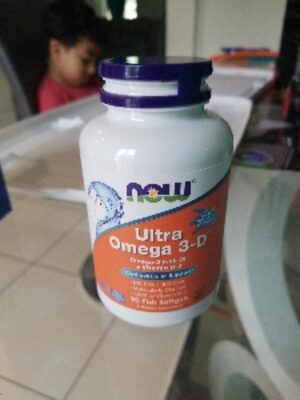 NOW Ultra Omega 3-D Fish Oil source label used in the packaging illustration