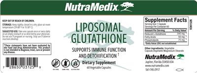 NutraMedix Liposomal Glutathione source label used in the packaging illustration