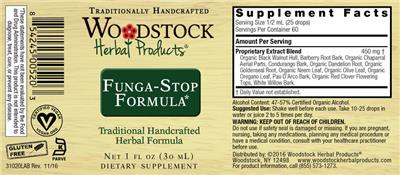 Woodstock Herbal Products Funga-Stop Formula product packaging