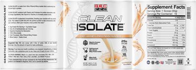 GEC Genetic Edge Compounds Clean Isolate Cappuccino source label used in the packaging illustration
